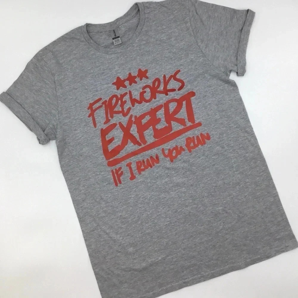 FIREWORKS EXPERT T-SHIRT, 4th of July, Patriotic, Short Sleeve, Various‎ sizes